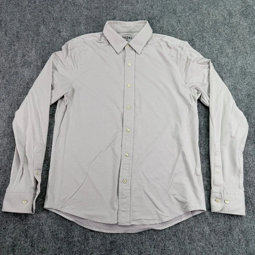 Rhone Shirt Mens Small Micro Print Commuter Performance Stretch Button Up